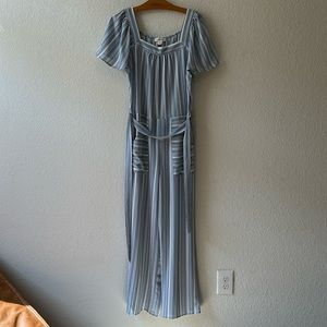 Baby Blue Striped Jumpsuit by Monteau (Size L)